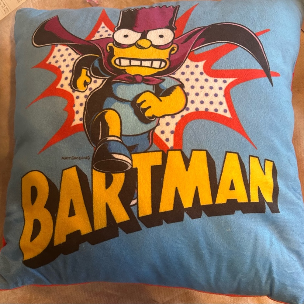 Universal Bartman Pillow with‎ Blue and Yellow Accents